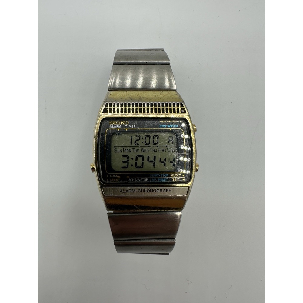 Vintage Seiko A259-5010 T LCD Alarm Chronograph Digital Watch 1979 Working Rare